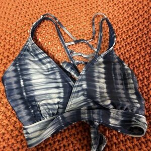 Prana Blue Tie-Dye Racerback Bikini Top